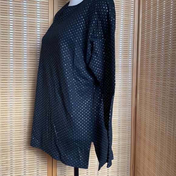 Vintage 1980s embellish with silver white sequins in black fabric in size Medium - Picture 8 of 14